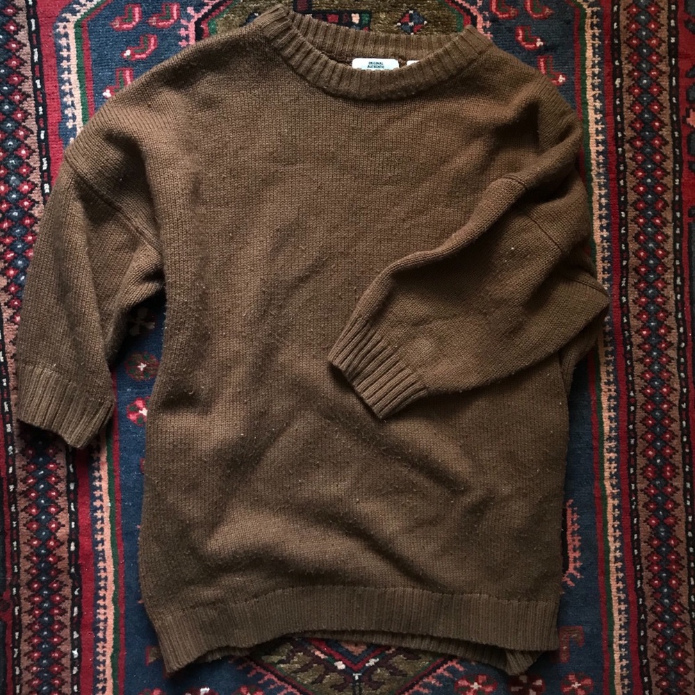 Vintage oversized crop sleeve sweater, camel